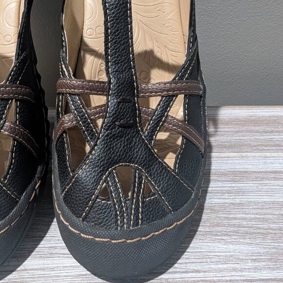 JBU Jambu Dottie T-Strap Mary Jane Shoes Black Brown Caged Cutout Comfort 9M - Picture 3 of 12